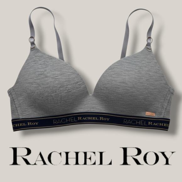Rachel Roy Women’s Seamless Gray Logo Bra 34B Stretch Comfort Wireless - Picture 6 of 6